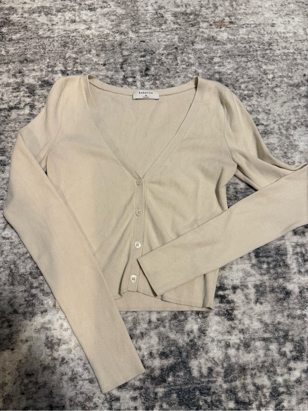 Babaton Cream V-Neck Button Front Cardigan
